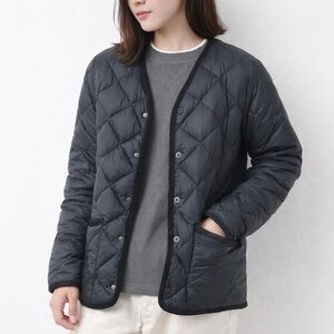 TAION |garmentory| piping v neck quilted cardigan jacket in navy - medium